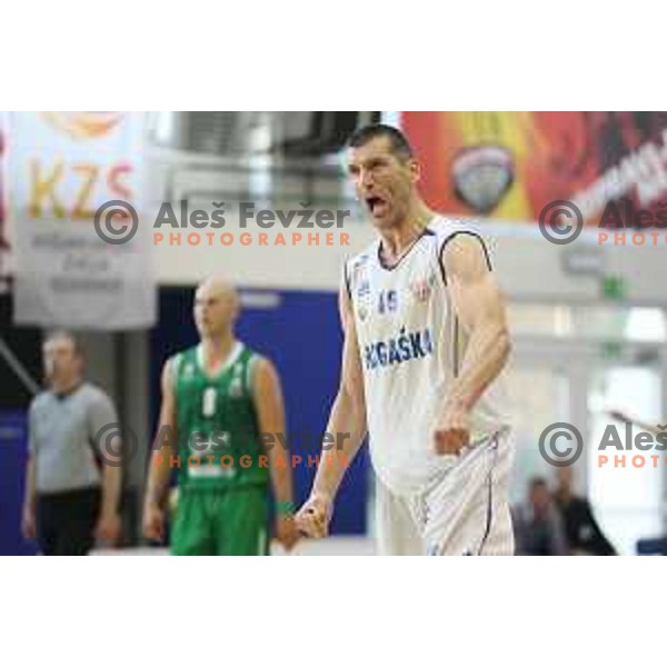 Dragisa Drobnjak in action during third game in the Final of Nova KBM league 2016-2017 between KK Rogaska and Union Olimpija in Rogaska Slatina, Slovenia on May 21, 2017