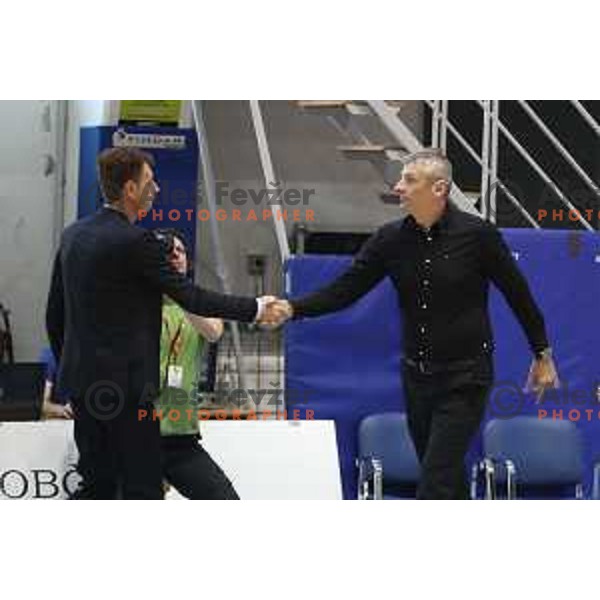 Gasper Okorn and Damjan Novakovic after third game in the Final of Nova KBM league 2016-2017 between KK Rogaska and Union Olimpija in Rogaska Slatina, Slovenia on May 21, 2017