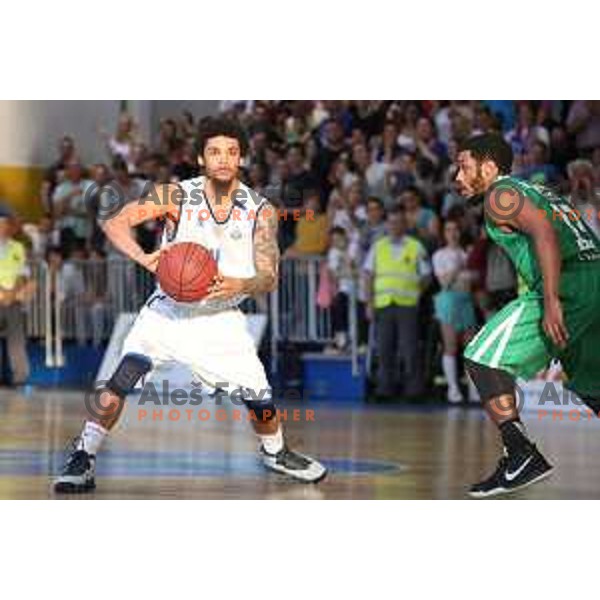 Brandon Jefferson and Darwin Davis in action during third game in the Final of Nova KBM league 2016-2017 between KK Rogaska and Union Olimpija in Rogaska Slatina, Slovenia on May 21, 2017