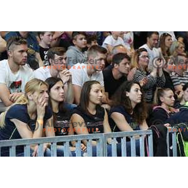 Members of Slovenia women\'s team for Eurobasket 2017 during third game in the Final of Nova KBM league 2016-2017 between KK Rogaska and Union Olimpija in Rogaska Slatina, Slovenia on May 21, 2017