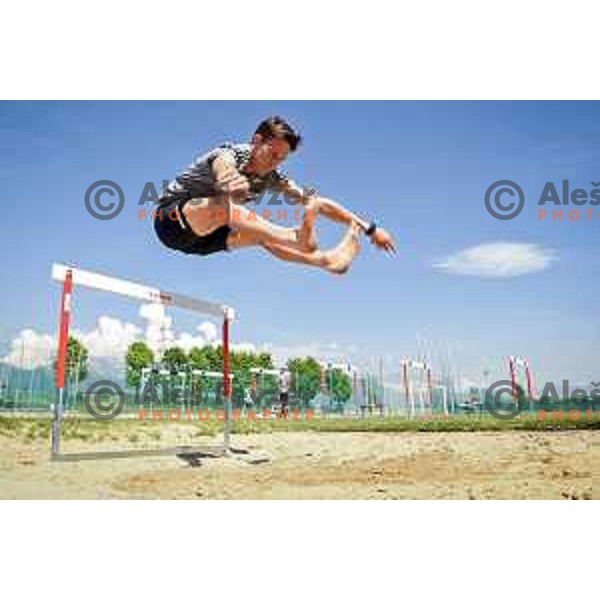 Peter Prevc of Slovenia ski jumping team during summer practice in Kranj on May 22, 2017