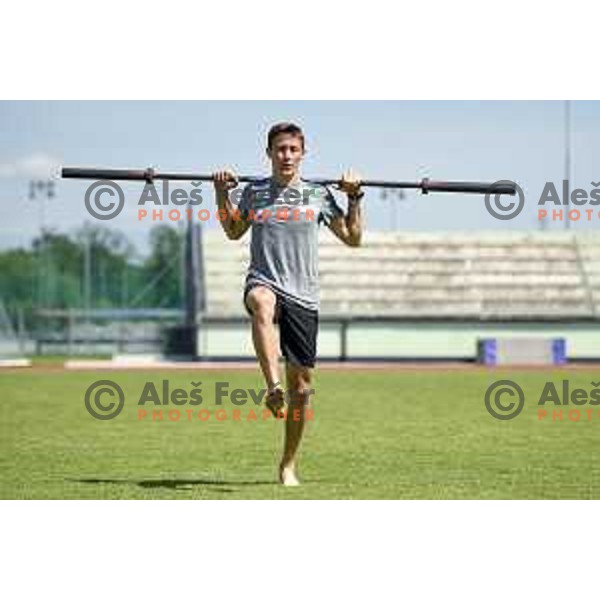 Peter Prevc of Slovenia ski jumping team during summer practice in Kranj on May 22, 2017