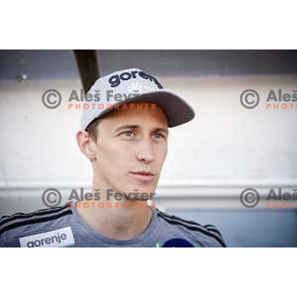 Peter Prevc of Slovenia ski jumping team during summer practice in Kranj on May 22, 2017