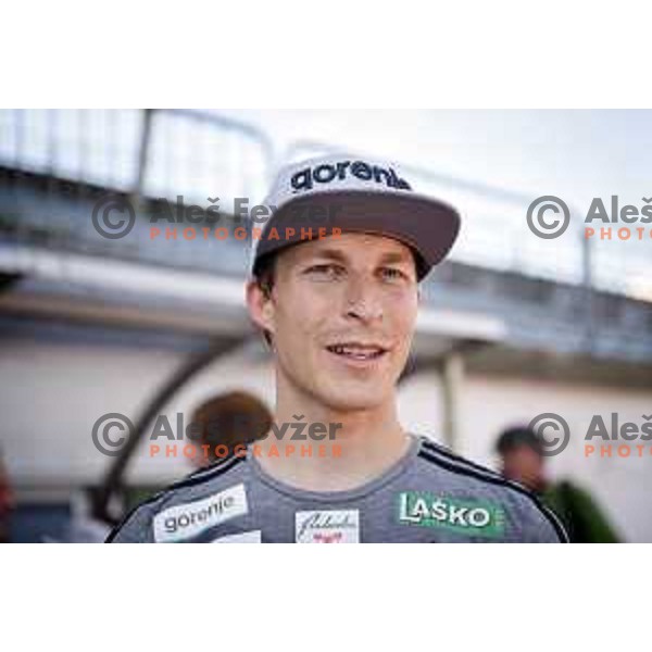 Jurij Tepes of Slovenia ski jumping team during summer practice in Kranj on May 22, 2017