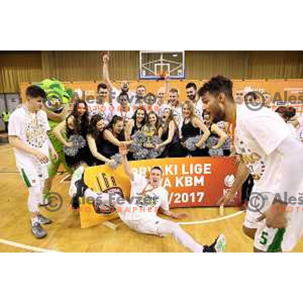 in action during fourth match in the Final series of Nova KBM league basketball match between Union Olimpija and Rogaska in Ljubljana on May 24, 2017