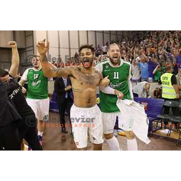 in action during fourth match in the Final series of Nova KBM league basketball match between Union Olimpija and Rogaska in Ljubljana on May 24, 2017