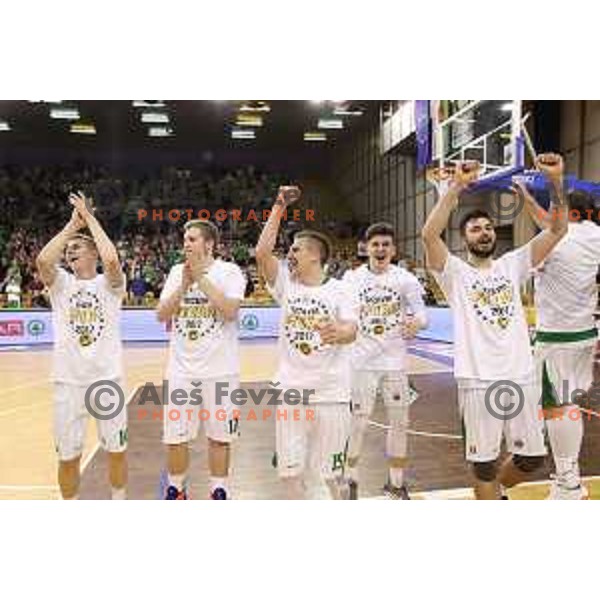 in action during fourth match in the Final series of Nova KBM league basketball match between Union Olimpija and Rogaska in Ljubljana on May 24, 2017