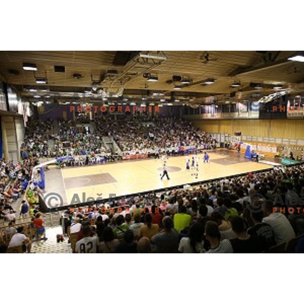in action during fourth match in the Final series of Nova KBM league basketball match between Union Olimpija and Rogaska in Ljubljana on May 24, 2017