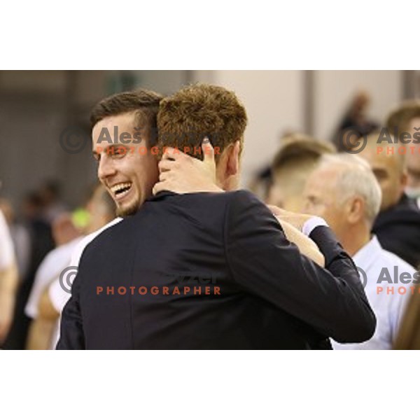 in action during fourth match in the Final series of Nova KBM league basketball match between Union Olimpija and Rogaska in Ljubljana on May 24, 2017