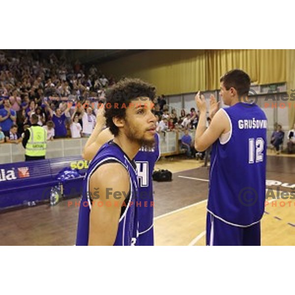 in action during fourth match in the Final series of Nova KBM league basketball match between Union Olimpija and Rogaska in Ljubljana on May 24, 2017