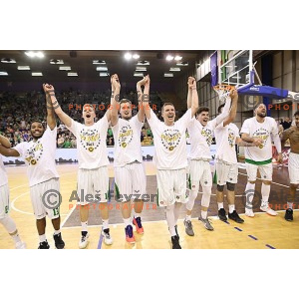 in action during fourth match in the Final series of Nova KBM league basketball match between Union Olimpija and Rogaska in Ljubljana on May 24, 2017