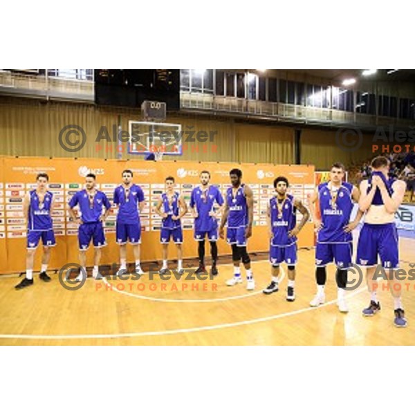in action during fourth match in the Final series of Nova KBM league basketball match between Union Olimpija and Rogaska in Ljubljana on May 24, 2017