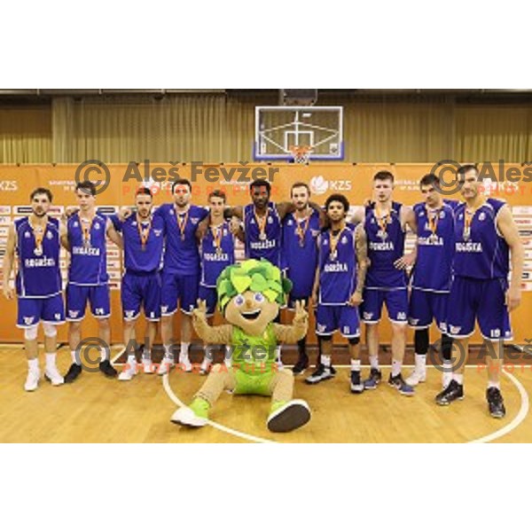in action during fourth match in the Final series of Nova KBM league basketball match between Union Olimpija and Rogaska in Ljubljana on May 24, 2017