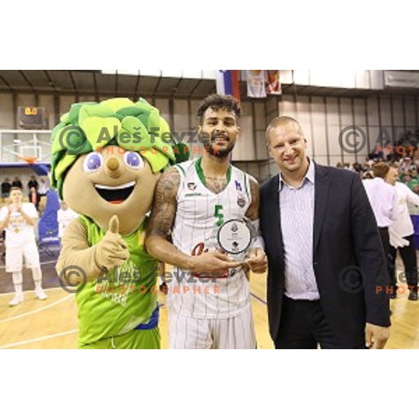 in action during fourth match in the Final series of Nova KBM league basketball match between Union Olimpija and Rogaska in Ljubljana on May 24, 2017
