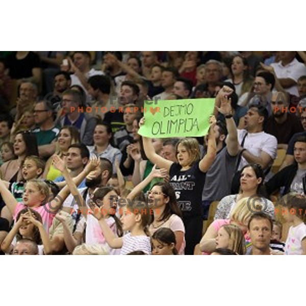 in action during fourth match in the Final series of Nova KBM league basketball match between Union Olimpija and Rogaska in Ljubljana on May 24, 2017