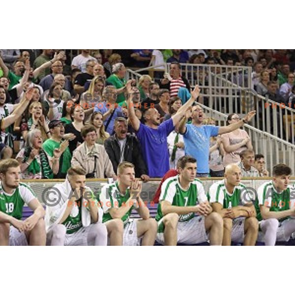 in action during fourth match in the Final series of Nova KBM league basketball match between Union Olimpija and Rogaska in Ljubljana on May 24, 2017