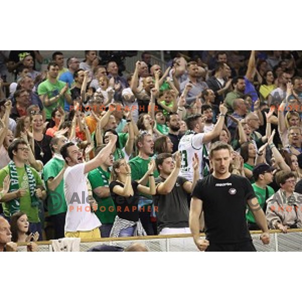 in action during fourth match in the Final series of Nova KBM league basketball match between Union Olimpija and Rogaska in Ljubljana on May 24, 2017
