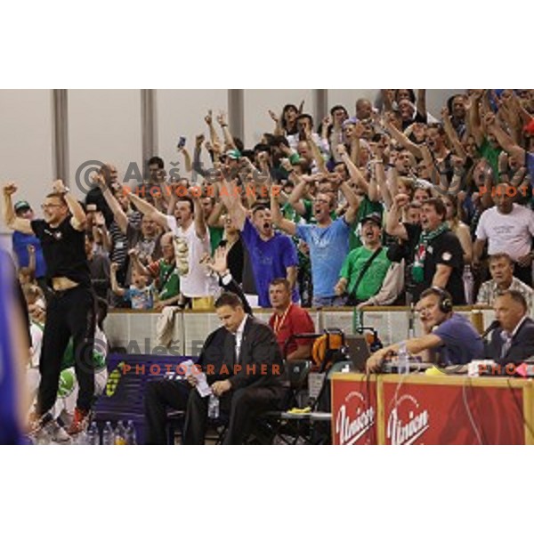 in action during fourth match in the Final series of Nova KBM league basketball match between Union Olimpija and Rogaska in Ljubljana on May 24, 2017