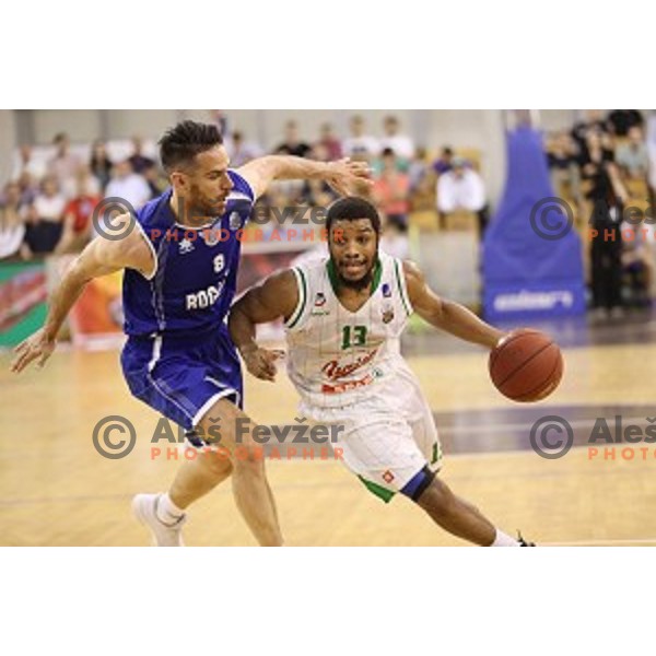 in action during fourth match in the Final series of Nova KBM league basketball match between Union Olimpija and Rogaska in Ljubljana on May 24, 2017