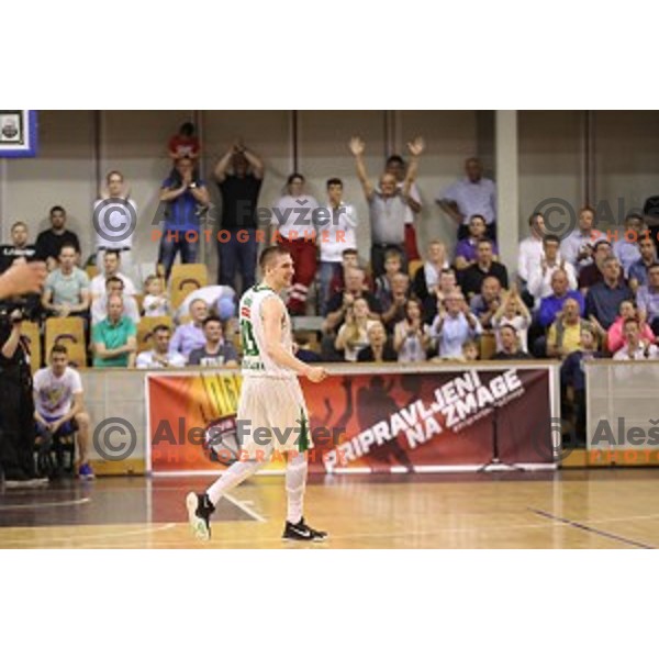 in action during fourth match in the Final series of Nova KBM league basketball match between Union Olimpija and Rogaska in Ljubljana on May 24, 2017
