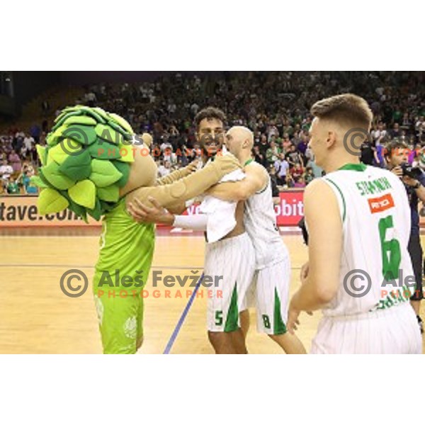 in action during fourth match in the Final series of Nova KBM league basketball match between Union Olimpija and Rogaska in Ljubljana on May 24, 2017