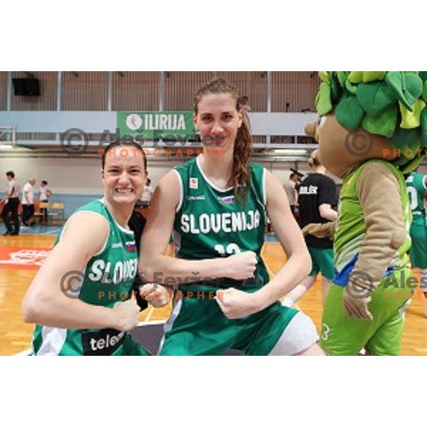 Nika Baric and Eva Lisec during friendly women\'s basketball match between Slovenia and Poland in Jezica Hall, Ljubljana on May 27, 2017