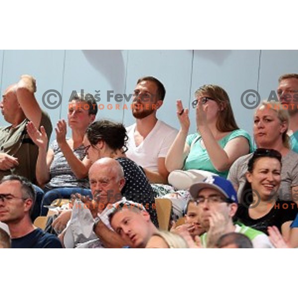 Jan Oblak watches action during friendly women\'s basketball match between Slovenia and Poland in Jezica Hall, Ljubljana on May 27, 2017