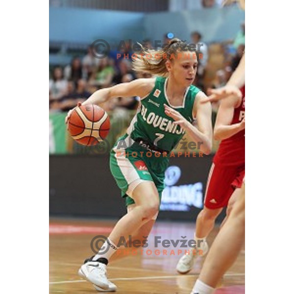 Rebeka Abramovic in action during friendly women\'s basketball match between Slovenia and Poland in Jezica Hall, Ljubljana on May 27, 2017