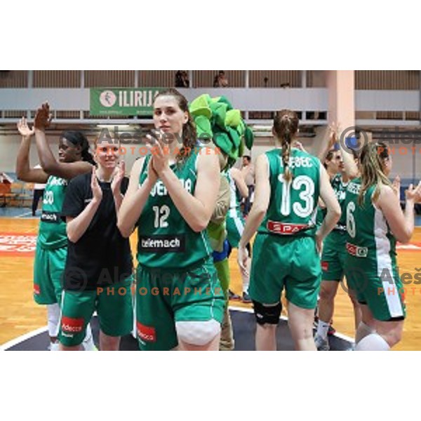 Ziva Zdolsek and Eva Lisec during friendly women\'s basketball match between Slovenia and Poland in Jezica Hall, Ljubljana on May 27, 2017