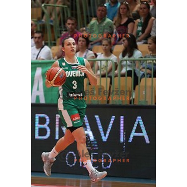 Teja Oblak in action during friendly women\'s basketball match between Slovenia and Poland in Jezica Hall, Ljubljana on May 27, 2017