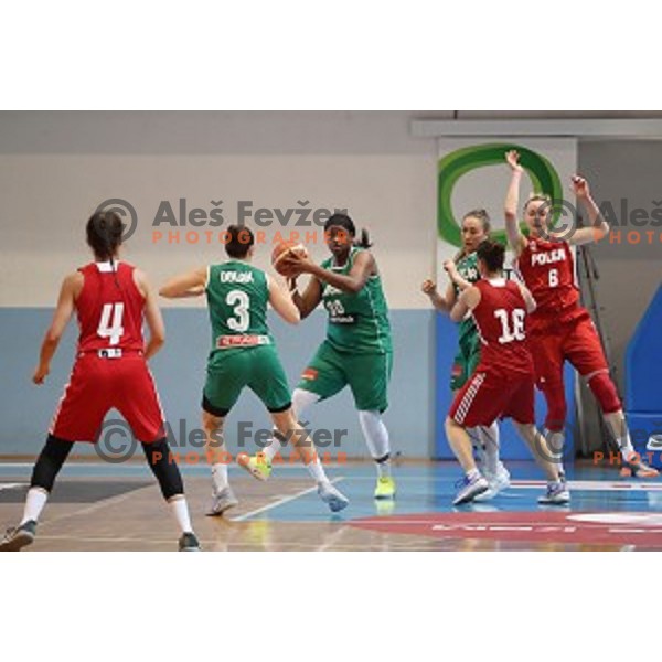 Shante Evans in action during friendly women\'s basketball match between Slovenia and Poland in Jezica Hall, Ljubljana on May 27, 2017