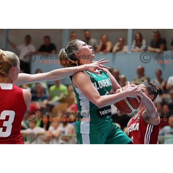action during friendly women\'s basketball match between Slovenia and Poland in Jezica Hall, Ljubljana on May 27, 2017