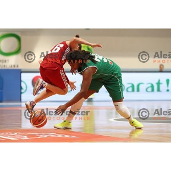 Shante Evans in action during friendly women\'s basketball match between Slovenia and Poland in Jezica Hall, Ljubljana on May 27, 2017