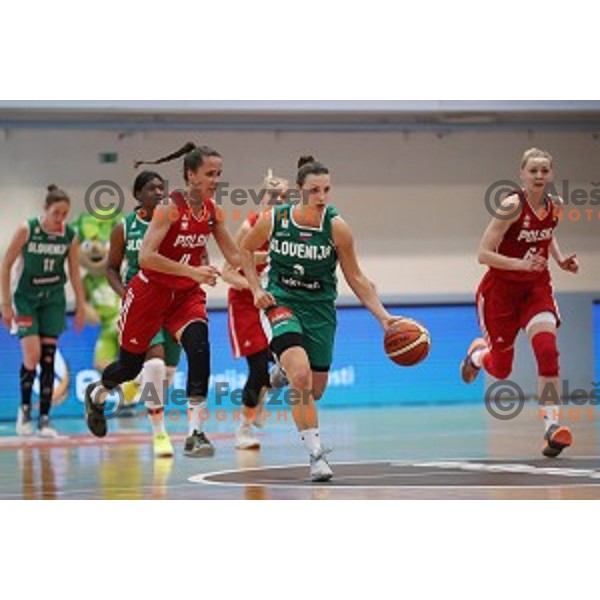 Teja Oblak in action during friendly women\'s basketball match between Slovenia and Poland in Jezica Hall, Ljubljana on May 27, 2017
