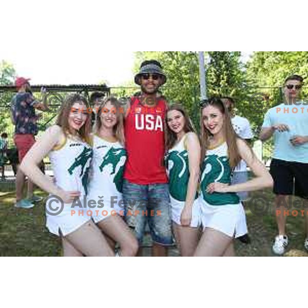 Devin Oliver and Dragon Ladies at Union Olimpija club day and picnic in Tivoli park, Ljubljana, Slovenia on May 28, 2017