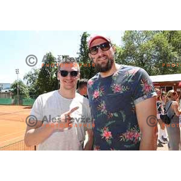 Gregor Hrovat and Stevan Milosevic at Union Olimpija club day and picnic in Tivoli park, Ljubljana, Slovenia on May 28, 2017