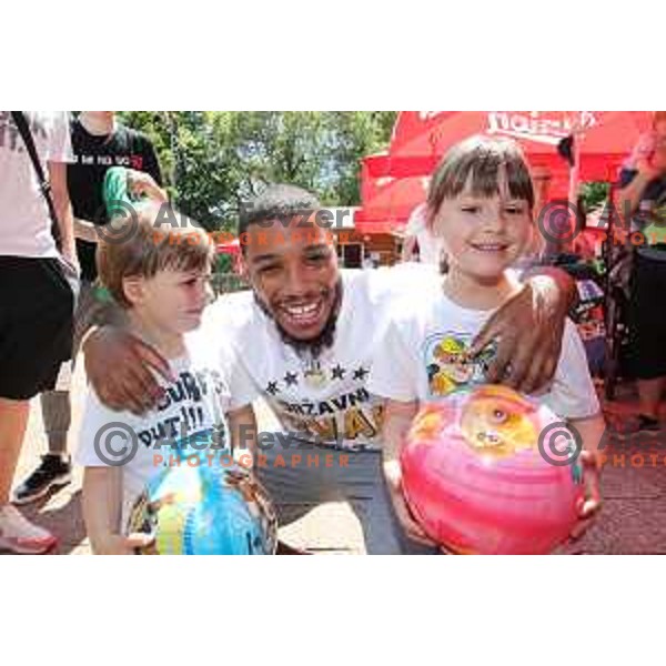 Brandon Jefferson at Union Olimpija club day and picnic in Tivoli park, Ljubljana, Slovenia on May 28, 2017