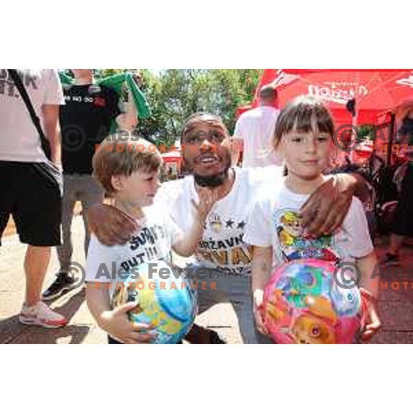 Brandon Jefferson at Union Olimpija club day and picnic in Tivoli park, Ljubljana, Slovenia on May 28, 2017