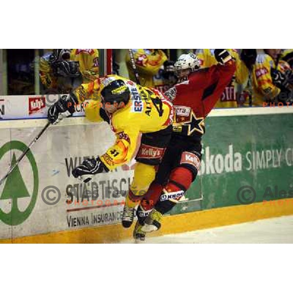 Altmann (41) and Poloncic (46) at ice-hoceky match Acroni Jesenice- Vienna capitals in 21st round of Ebel league,played in Jesenice (Slovenia) 16.11.2007. Photo by Ales Fevzer 