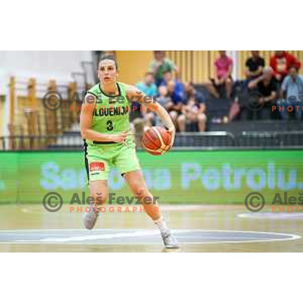 Teja Oblak of team Slovenia in action during friendly basketball match between Slovenia - Croatia, played in Celje, Slovenia on June 1st, 2017