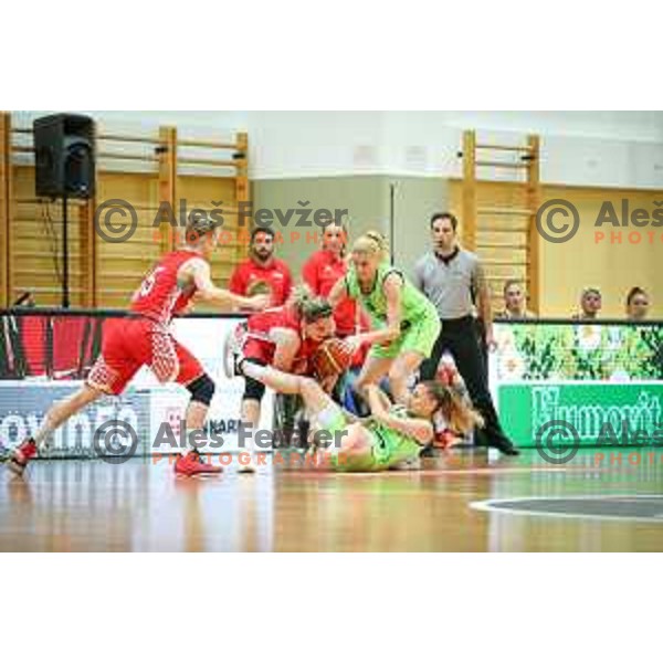 Maja Erkic of team Slovenia in action during friendly basketball match between Slovenia - Croatia, played in Celje, Slovenia on June 1st, 2017