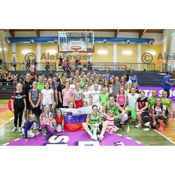 Team Slovenia and fans after friendly basketball match between Slovenia - Croatia, played in Celje, Slovenia on June 1st, 2017