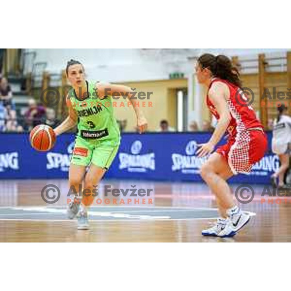 Teja Oblak of team Slovenia in action during friendly basketball match between Slovenia - Croatia, played in Celje, Slovenia on June 1st, 2017