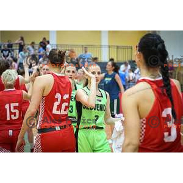 Rebeka Abramovic of team Slovenia in action during friendly basketball match between Slovenia - Croatia, played in Celje, Slovenia on June 1st, 2017