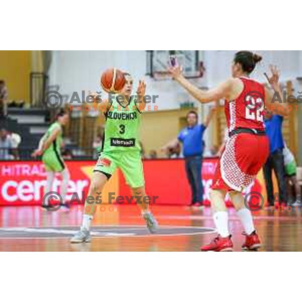 Teja Oblak of team Slovenia in action during friendly basketball match between Slovenia - Croatia, played in Celje, Slovenia on June 1st, 2017