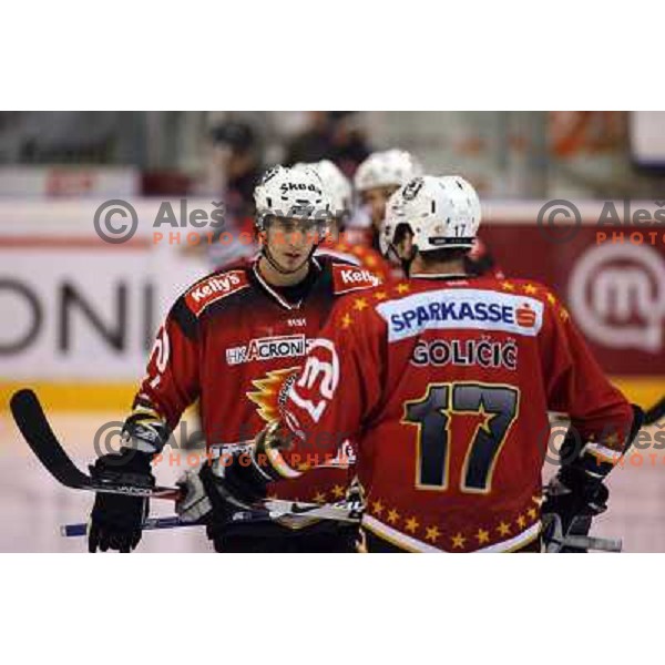 Poloncic and Golicic at ice-hoceky match Acroni Jesenice- Vienna capitals in 21st round of Ebel league,played in Jesenice (Slovenia) 16.11.2007. Photo by Ales Fevzer 