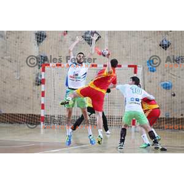 Borut Mackovsek in action during friendly handball match between Slovenia and Montenegro in Skofja Loka, Slovenia on June 8, 2017