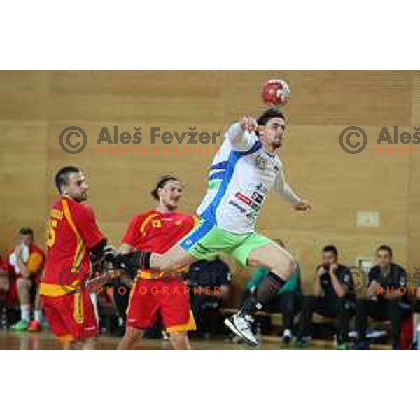 Gregor Potocnik in action during friendly handball match between Slovenia and Montenegro in Skofja Loka, Slovenia on June 8, 2017