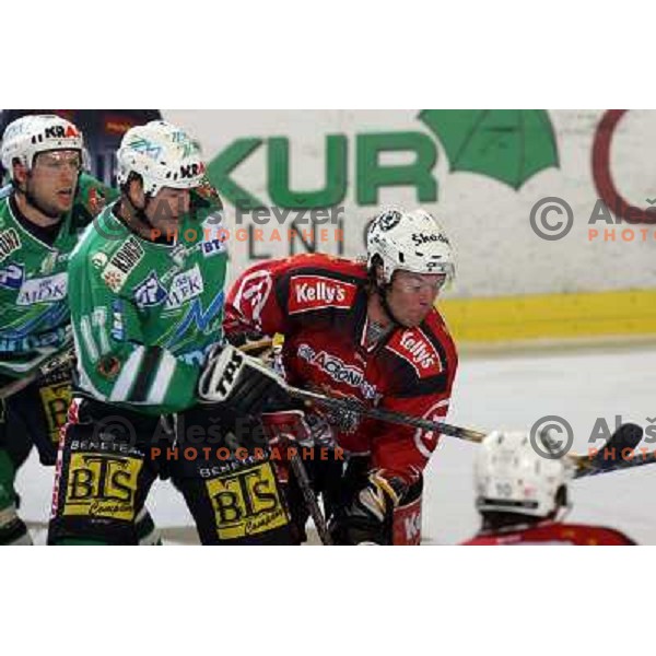 Zupancic and Matthiasson at ice-hoceky match ZM Olimpija-Acroni Jesenice in 22nd round of Ebel league,played in LJUBLJANA (Slovenia) 18.11.2007. Photo by Ales Fevzer 