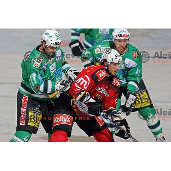 Zupancic, Poloncic, Muric at ice-hoceky match ZM Olimpija-Acroni Jesenice in 22nd round of Ebel league,played in LJUBLJANA (Slovenia) 18.11.2007. Photo by Ales Fevzer 